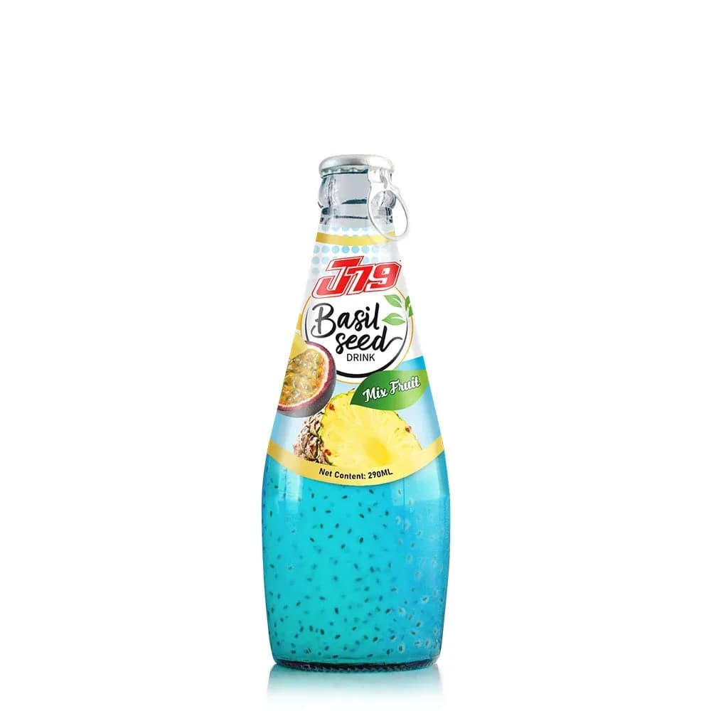 290ml J79 Basil seed drink with Mix Fruit Pineapple Passion fruit — original product packaging