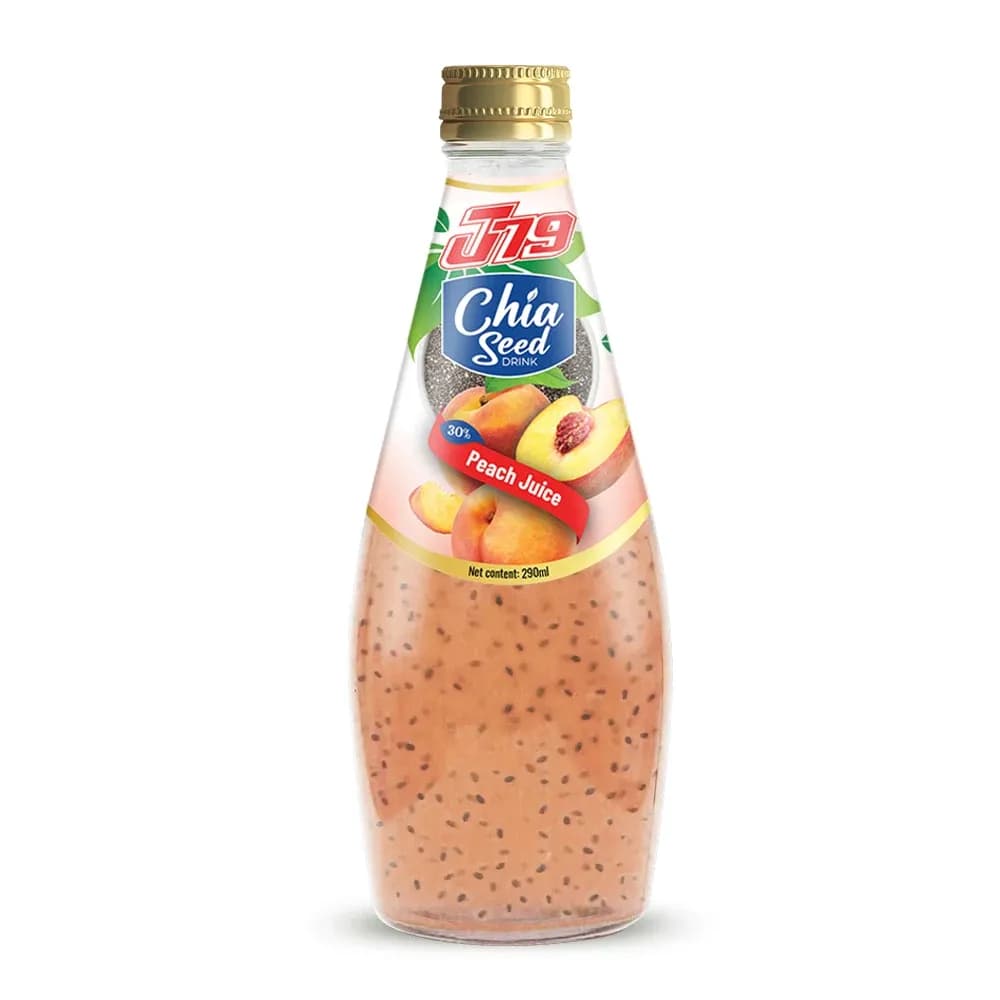290ml Chia seed drink with Peach juice 30 Juice J79 — original product packaging