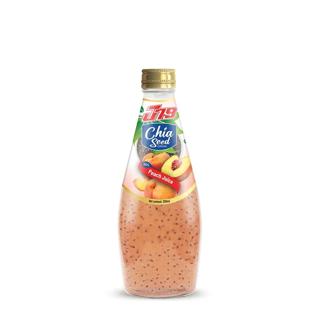 290ml J79 Chia seed drink with Peach juice — original product packaging