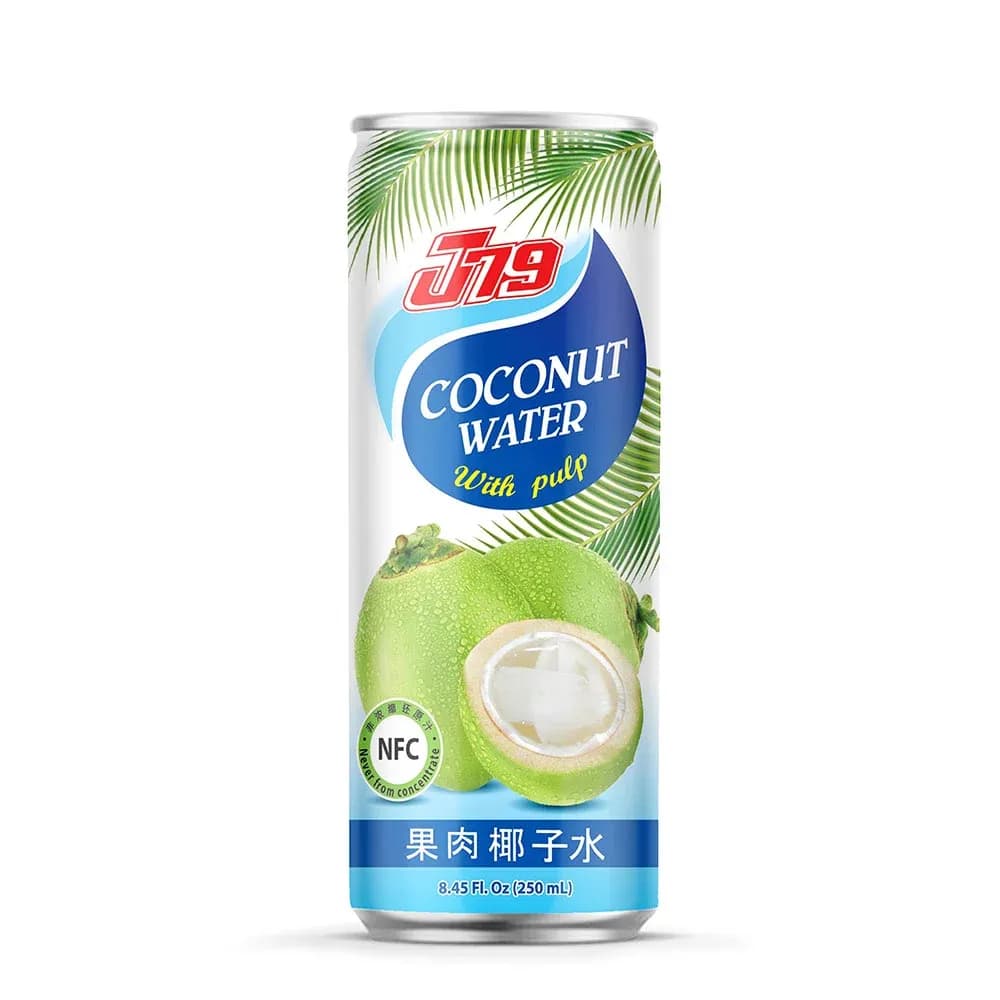 250ml Coconut water with Pulp Not from Concentrate J79 — original product packaging