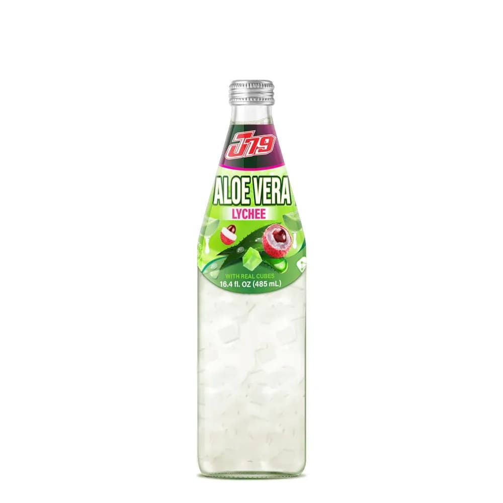 485ml J79 Aloe Vera Drink with Lychee Juice Real Cubes — original product packaging