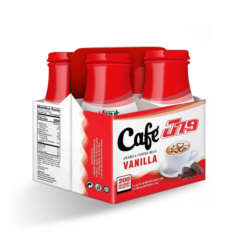 J79 Box 4 Bottles Arabica Vanilla Coffee drink — original product packaging