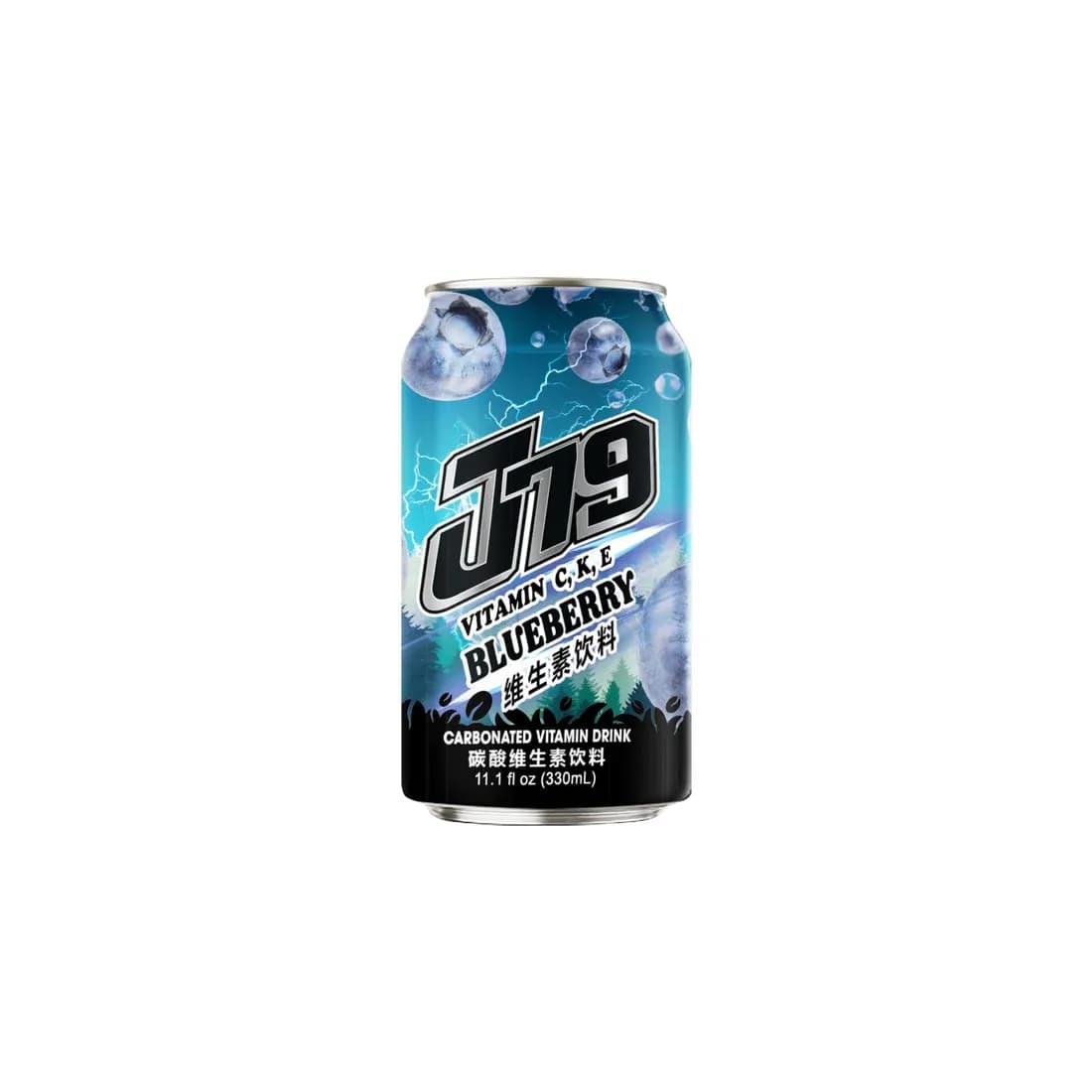 330ml J79 Blueberry Energy drink Enrich Vitamin CKE Carbonated vitamin drink 1 scaled — original product packaging
