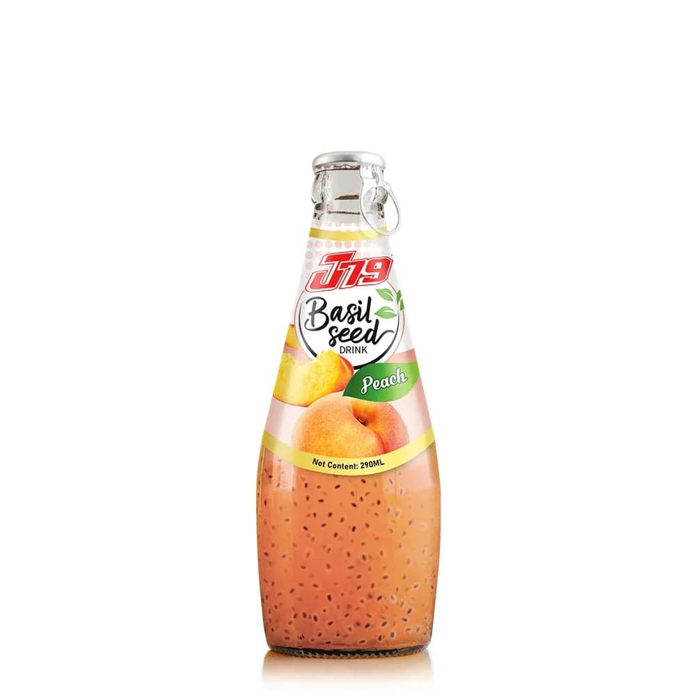 290ml J79 Basil seed drink with Peach — original product packaging
