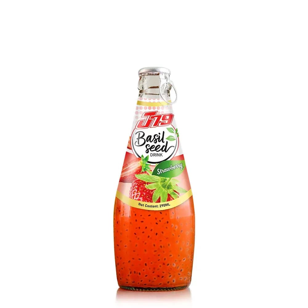 290ml J79 Basil seed drink with Strawberry — original product packaging