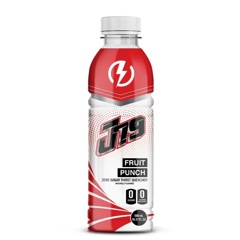 16.57 fl oz J79 Zero Sugar Fruit Punch Energy Drinks Thirst Quencher Sports Drink — original product packaging