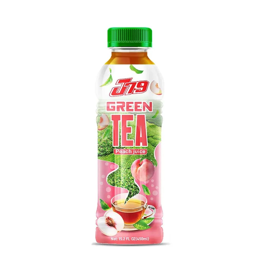 Sweet Green Tea with Peach Juice 450ml Bottle J79 — original product packaging