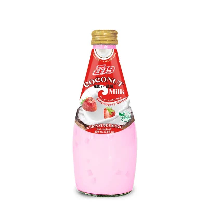 290ml Coconut milk drink with Strawberry flavor Nata de coco J79 — original product packaging