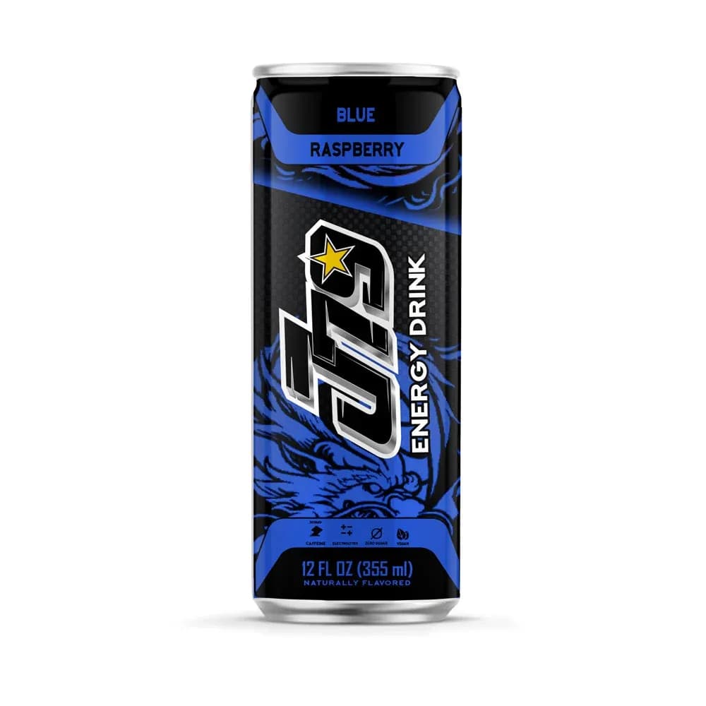 12 fl oz J79 Healthy Energy Drink Blue Raspberry Zero Sugar Caffeine Enhanced Hydration — original product packaging